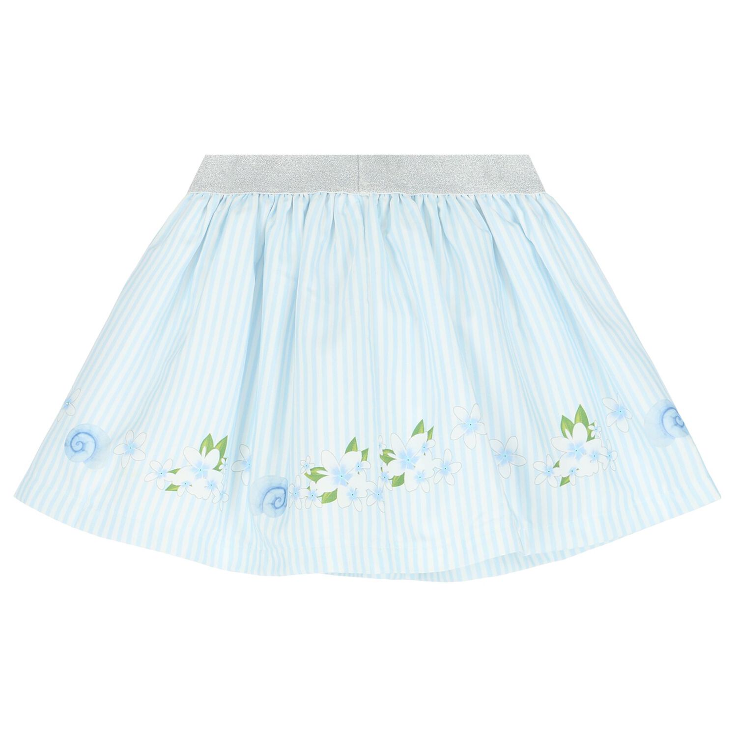 Girls White & Blue Striped Skirt Set, 2, hi-res image number null