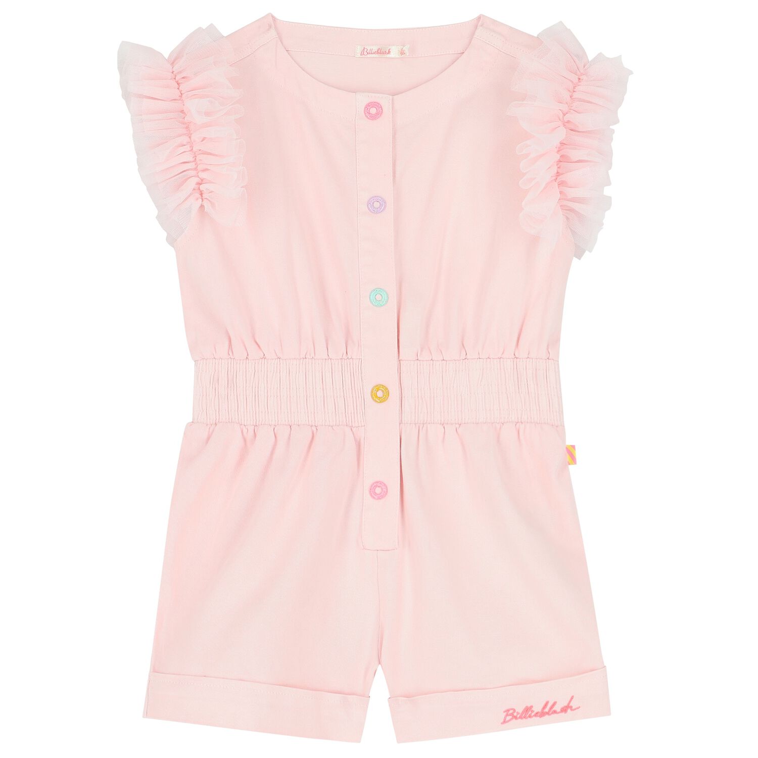 Girls Pink Tulle Ruffled Playsuit, 1, hi-res image number null