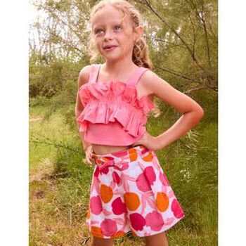Girls Pink & Orange Fruits Shorts