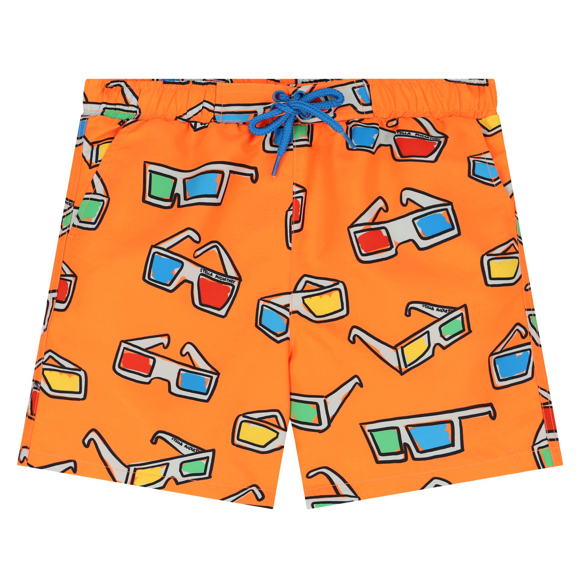 Orange swim shorts top