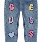 Baby Girls Blue Logo Denim Jeans, 1, hi-res