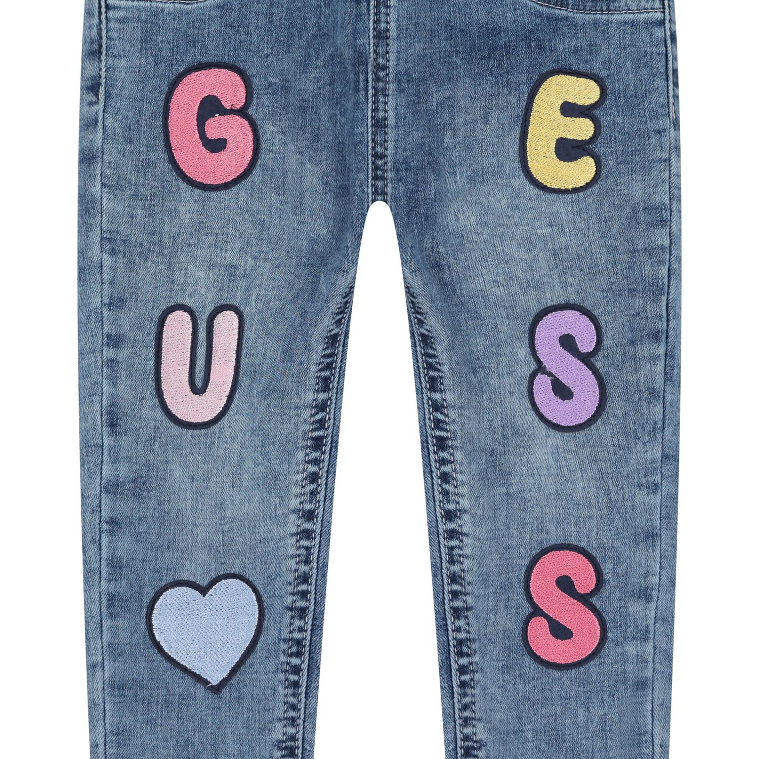 Baby Girls Blue Logo Denim Jeans, 1, hi-res