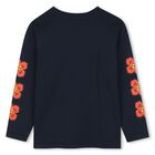 Girls Navy Blue Boke Flower Long Sleeve Top, 1, hi-res