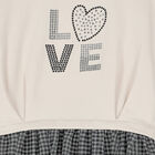 فستان بأكمام طويلة باللون العاجي والأسود, 1, hi-res