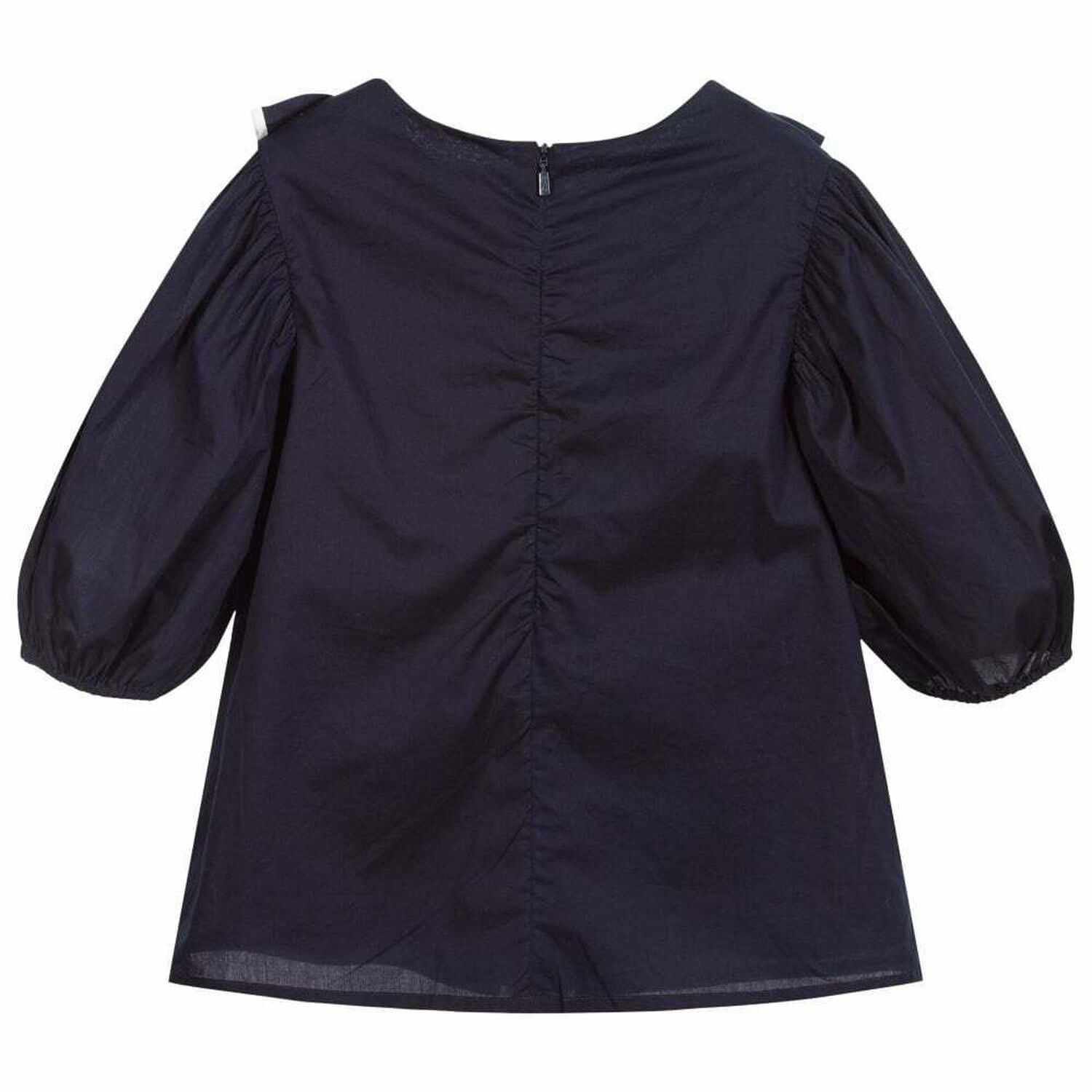 Girls Navy Ruffle Blouse, 1, hi-res