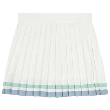 Girls White Logo Pleated Skirt