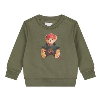 Baby Boys Green Polo Bear Logo Sweatshirt
