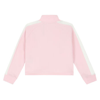 Girls Pink & White Logo Zip Up Top