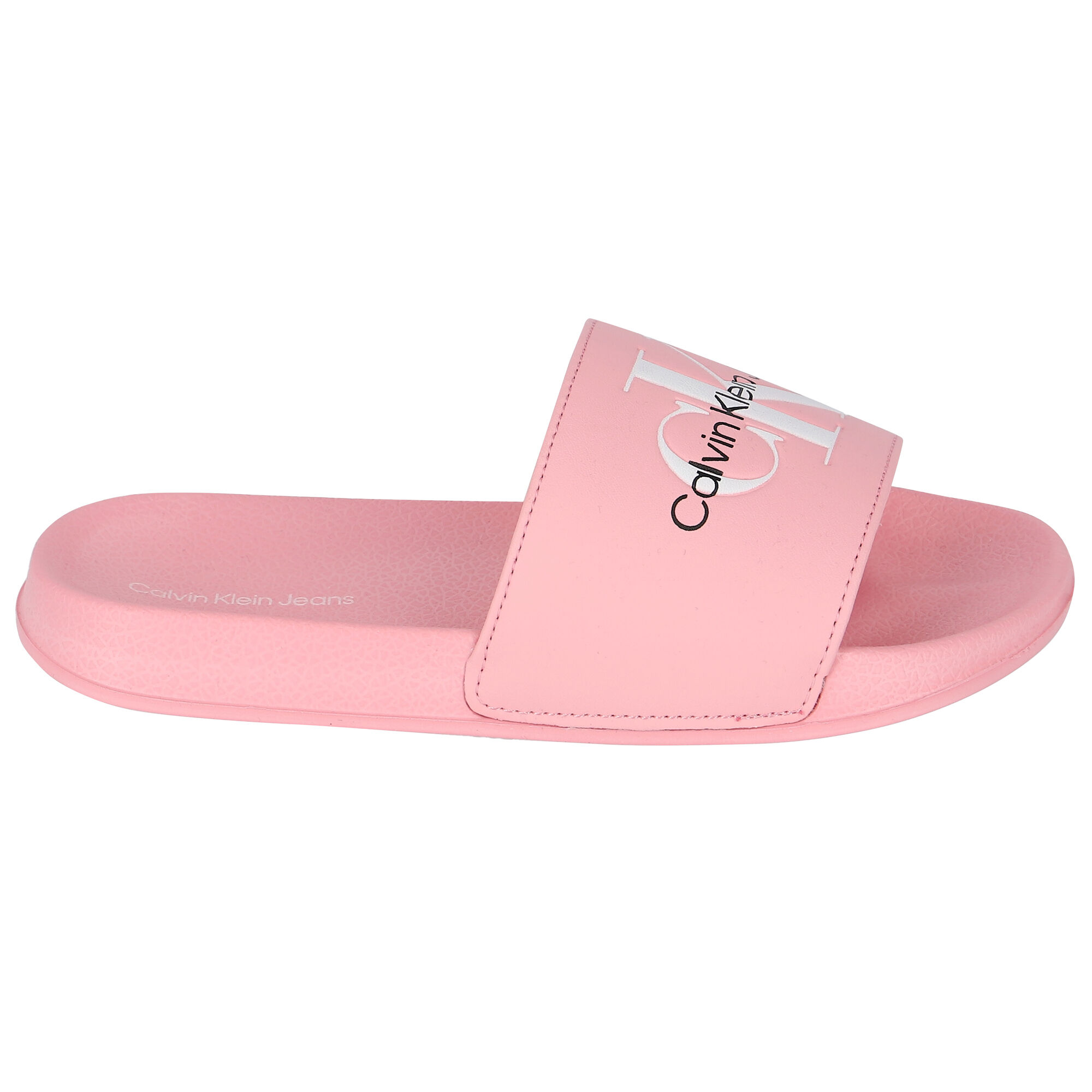 Pink and white on sale calvin klein sliders