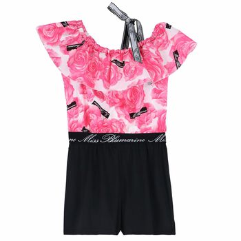 Girls Pink & Black Playsuit