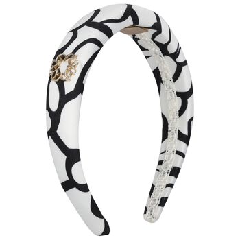 Girls Black & White Floral Padded Headband