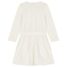 Girls Ivory & Gold Logo Dress, 1, hi-res