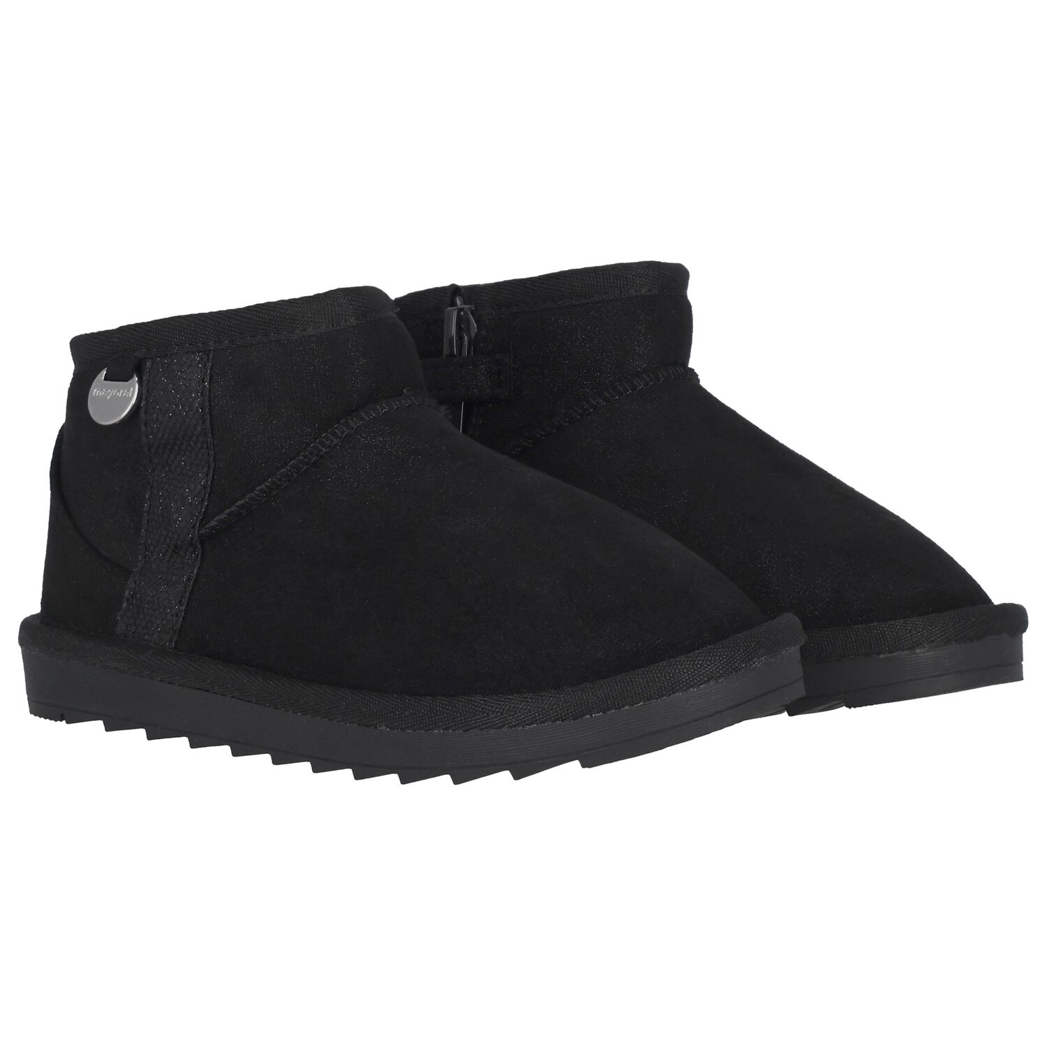 Girls Black Faux Suede Boots, 4, hi-res image number null
