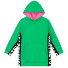 Girls Green & Pink Logo Hooded Dress, 1, hi-res