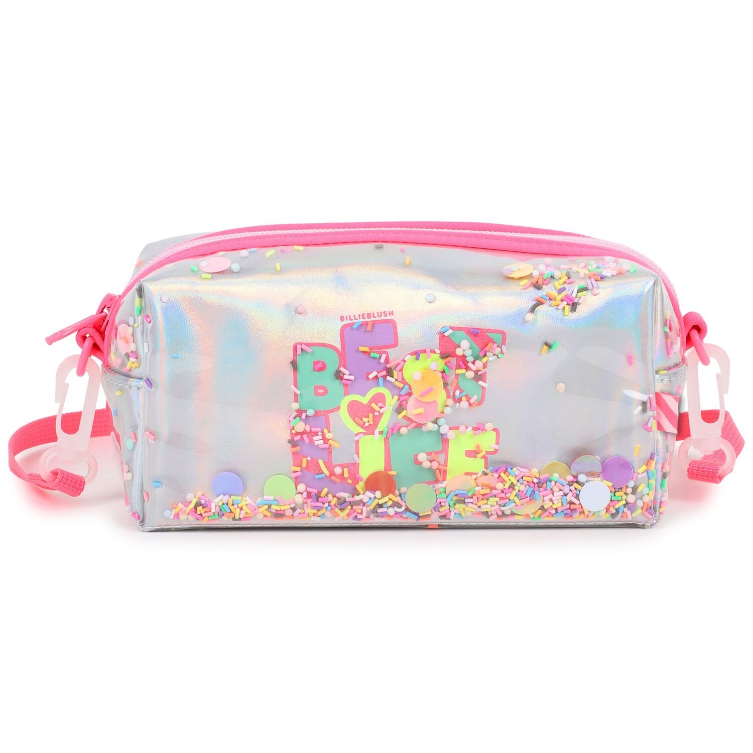 Girls Silver Iridescent Pencil Case, 1, hi-res