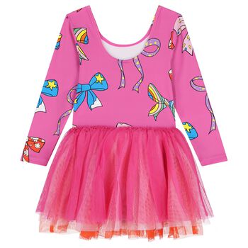 Girls Pink Bow Dress