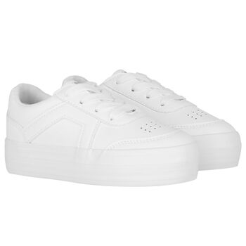 Girls White Chunky Faux Leather Platform Trainers