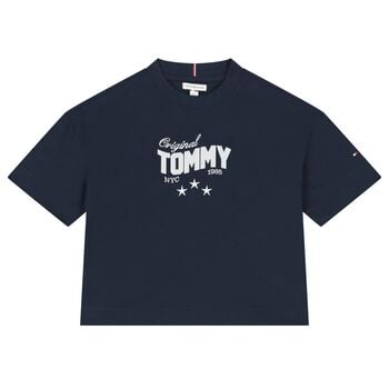 Girls Navy Blue Logo T-Shirt