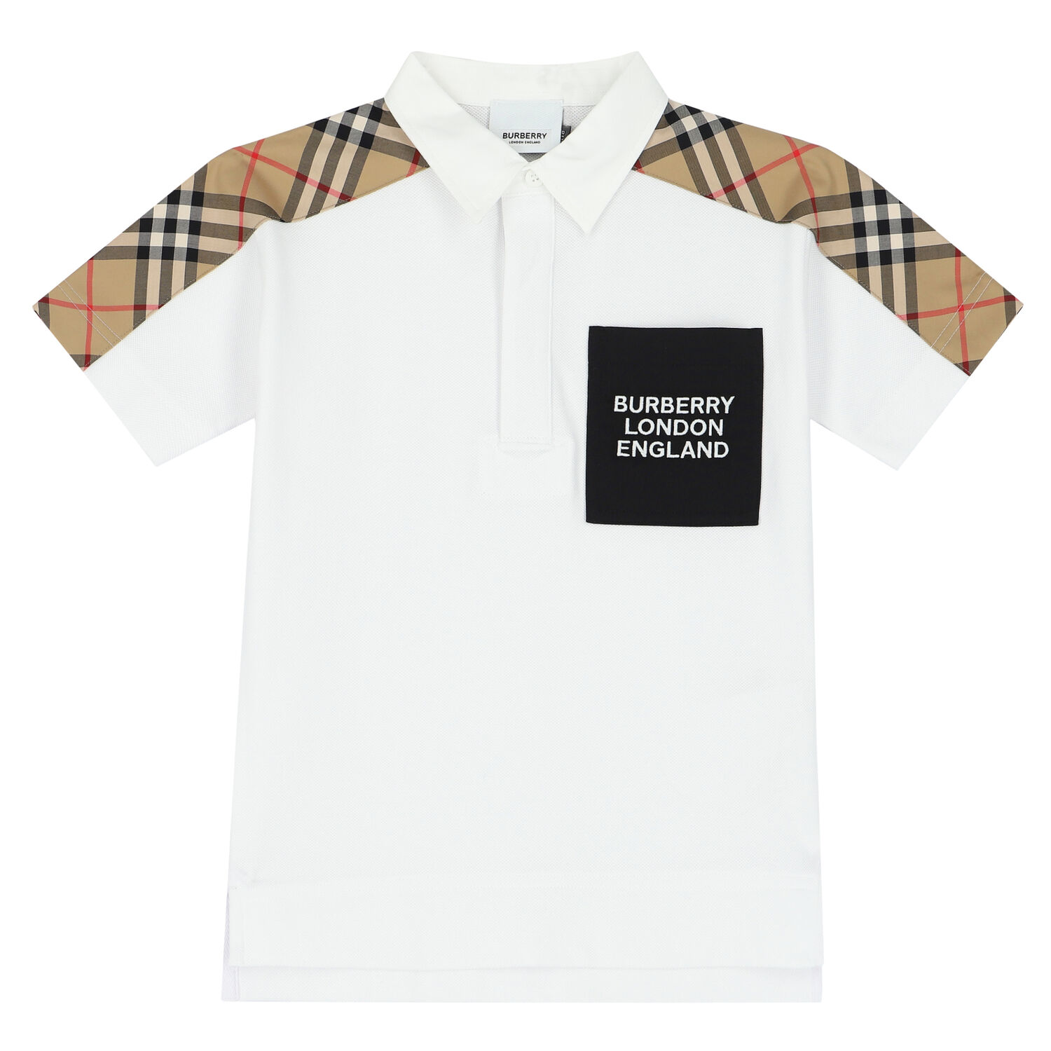 Boys White Logo Polo Shirt, 1, hi-res