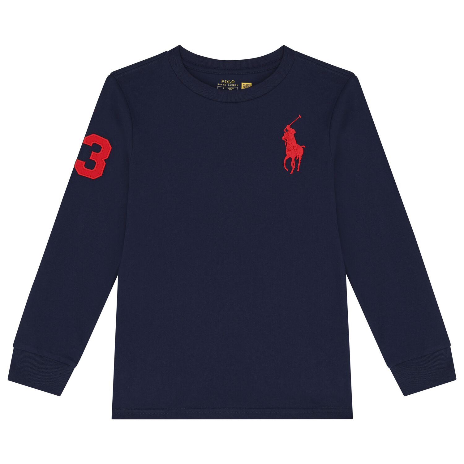 Boys Navy Blue Logo Long Sleeve Top, 1, hi-res image number null