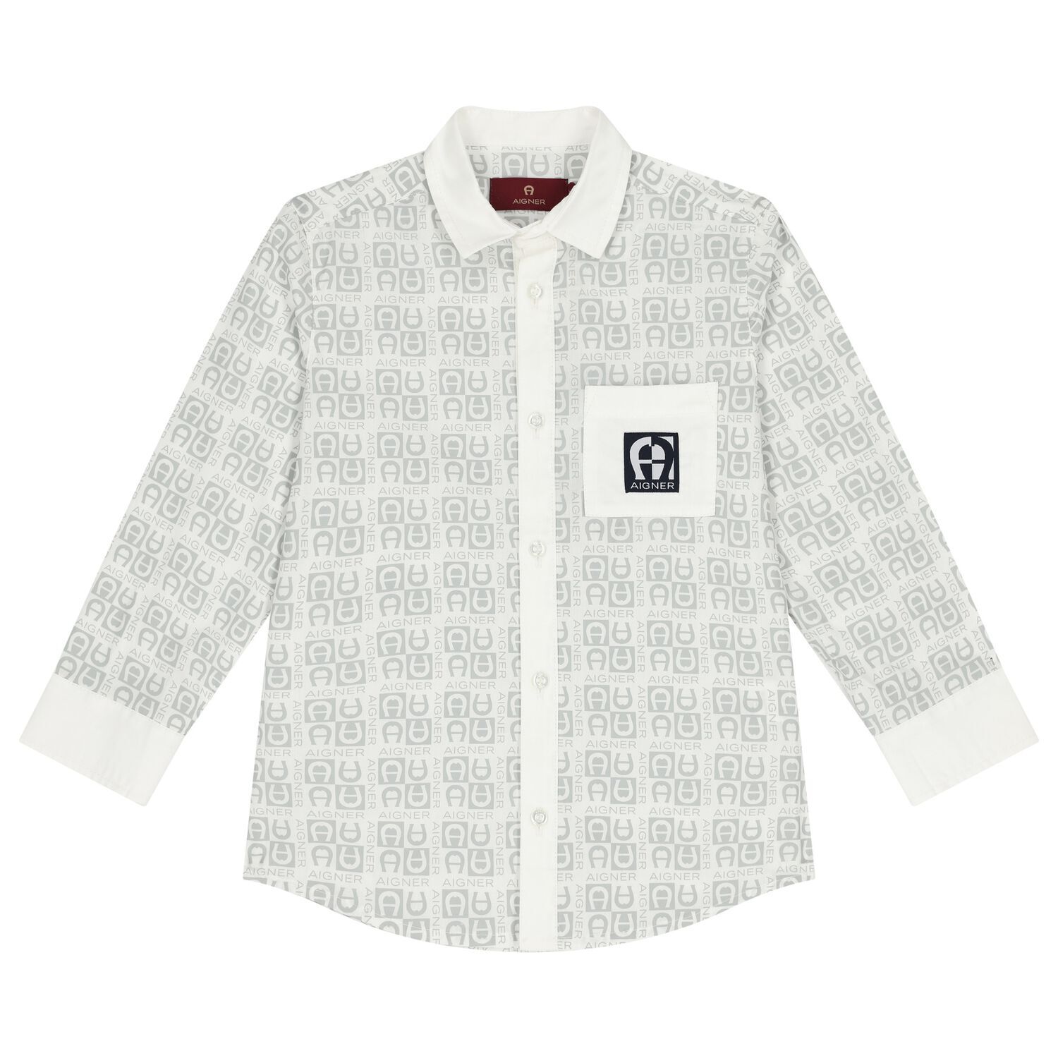 تيشيرت أولاد بالشعار باللون الأبيض و الرمادى, 1, hi-res