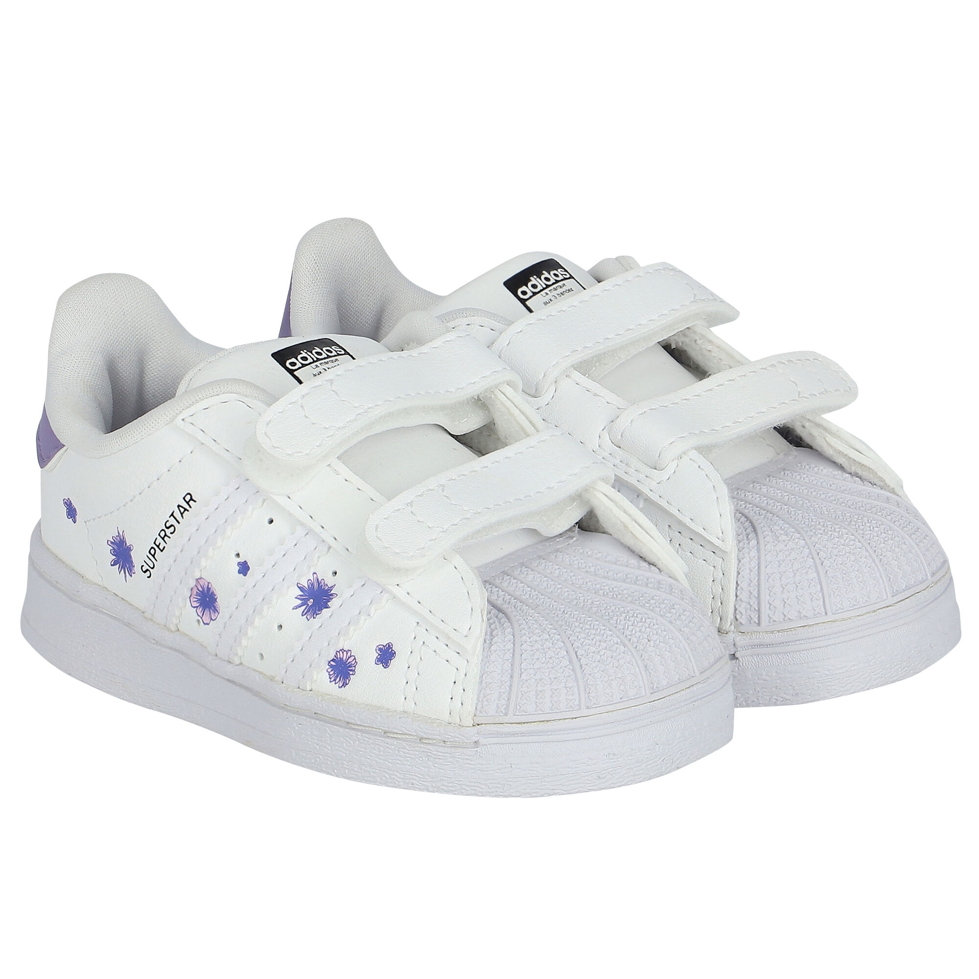 Adidas originals superstar trainers in white and lilac store