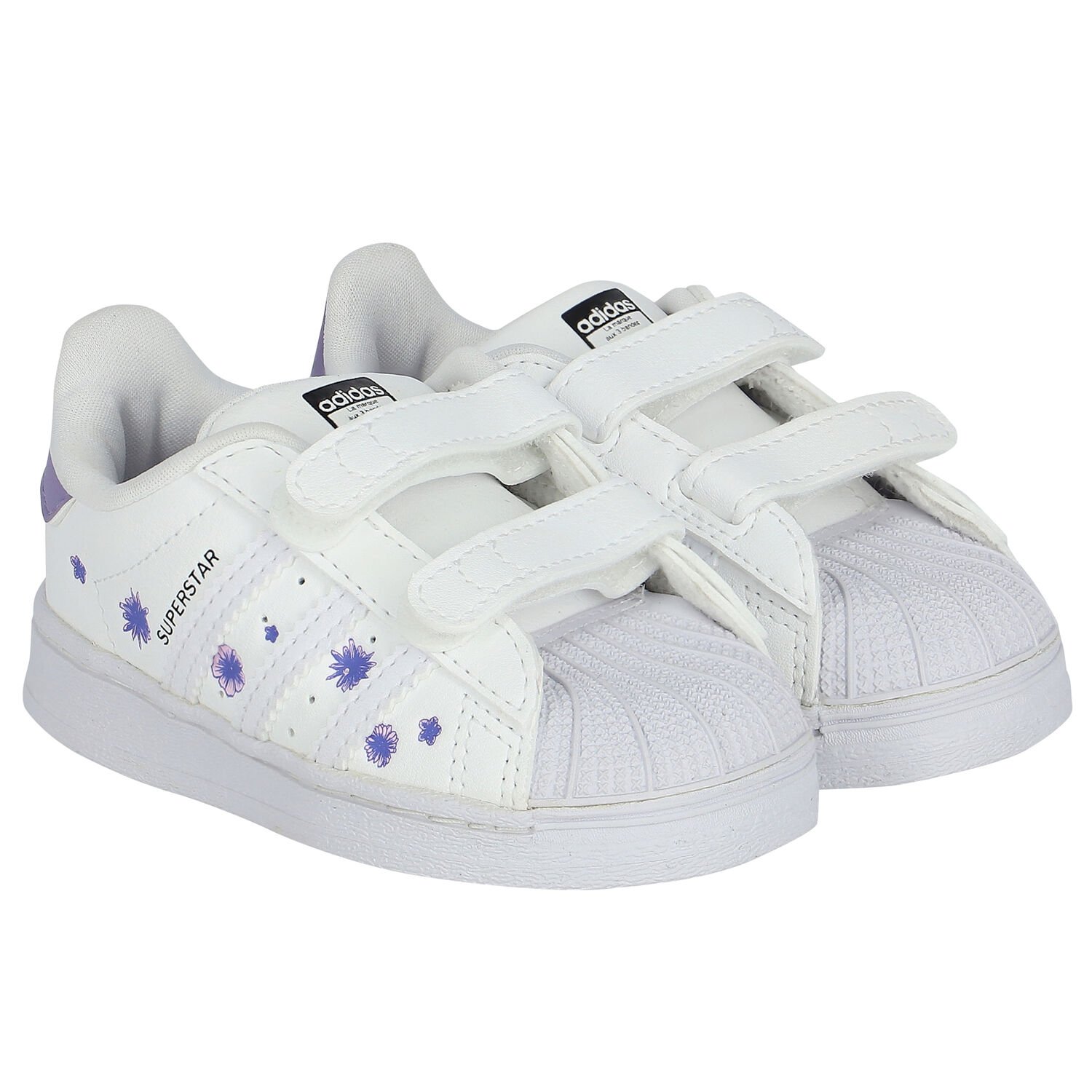 White & Purple Superstar Trainers, 1, hi-res