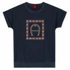 Girls Navy Logo Top, 1, hi-res