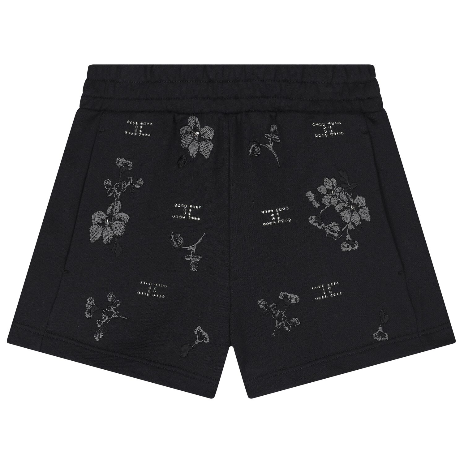 Girls Black Floral Shorts, 2, hi-res image number null