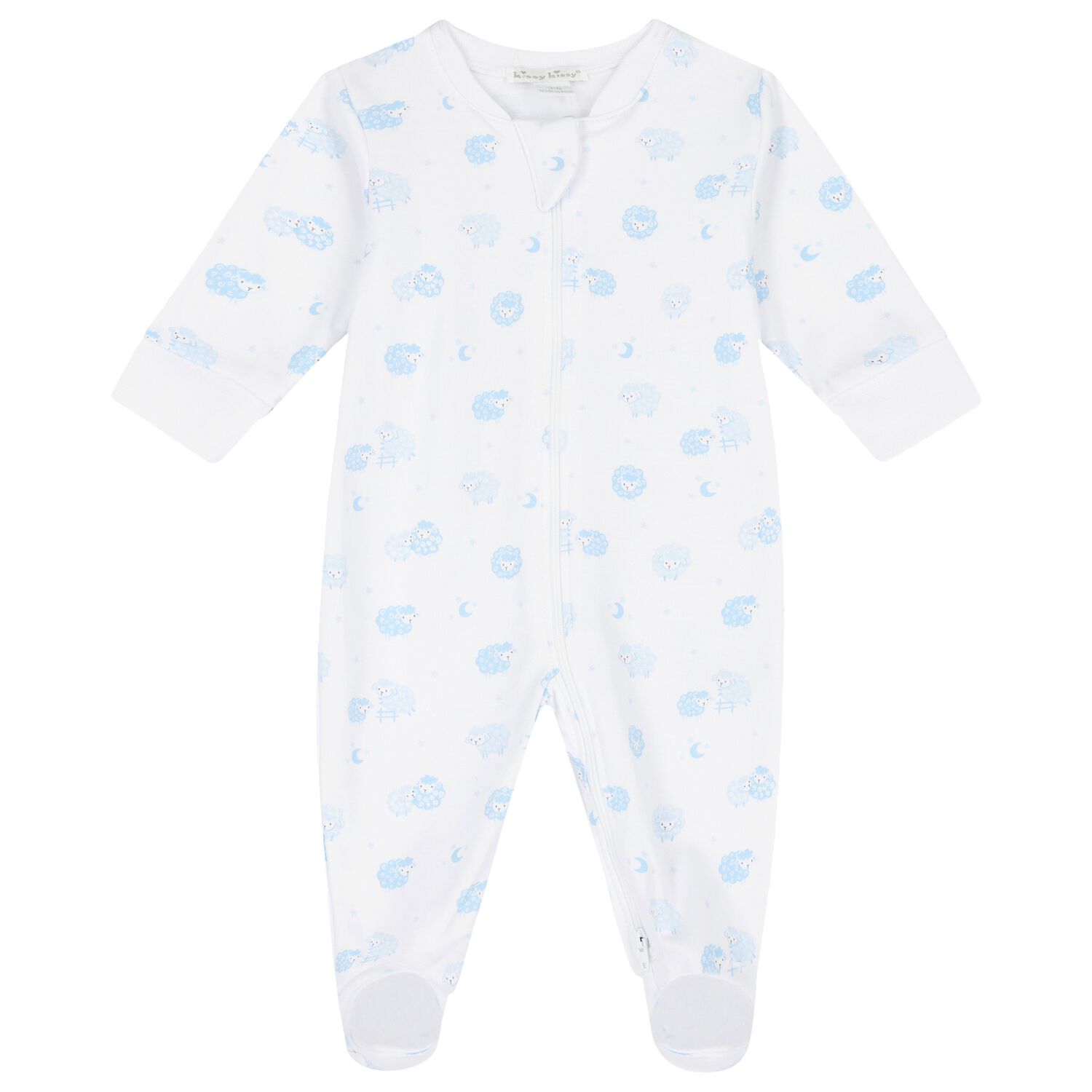 Baby Boys White & Blue Sheep Babygrow, 1, hi-res