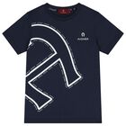 Boys Navy Blue Logo T-Shirt, 3, hi-res