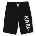 Boys Black Logo Shorts, 1, hi-res