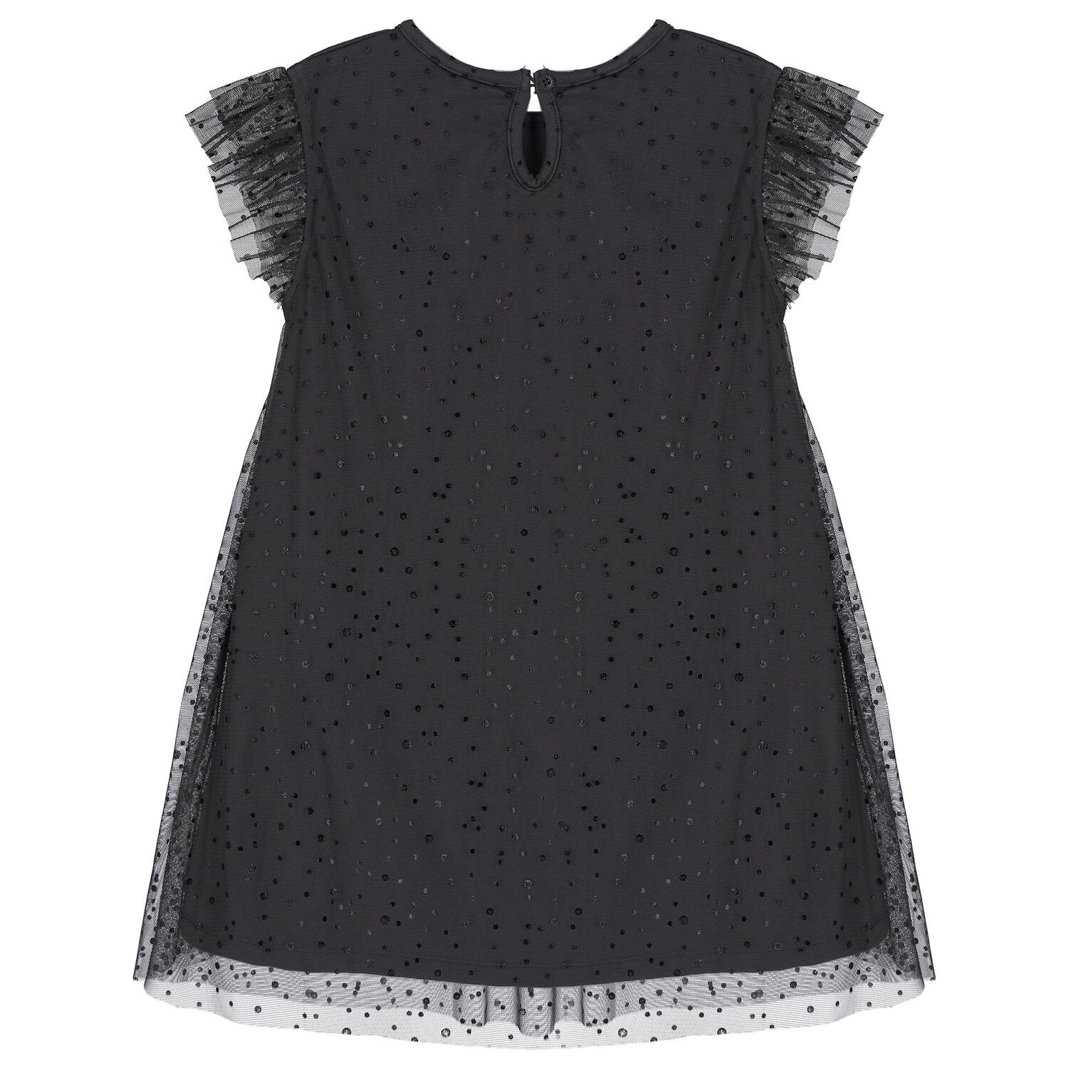 Girls Grey Dots Tulle Dress, 1, hi-res