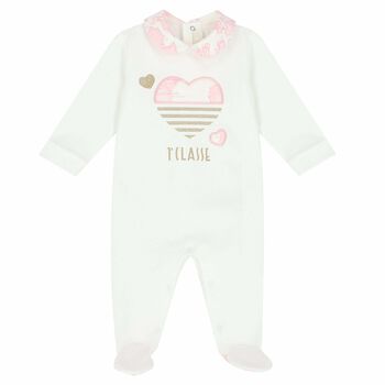 Girls Pink & Ivory Geo Map Babygrow