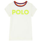 تيشيرت بالشعار باللون العاجي للبنات, 1, hi-res