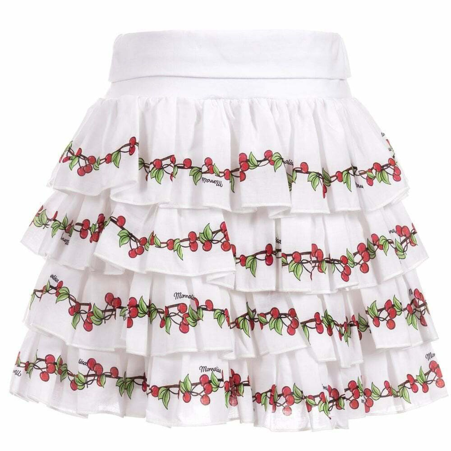 Girls White Cherry Print Skirt, 1, hi-res image number null