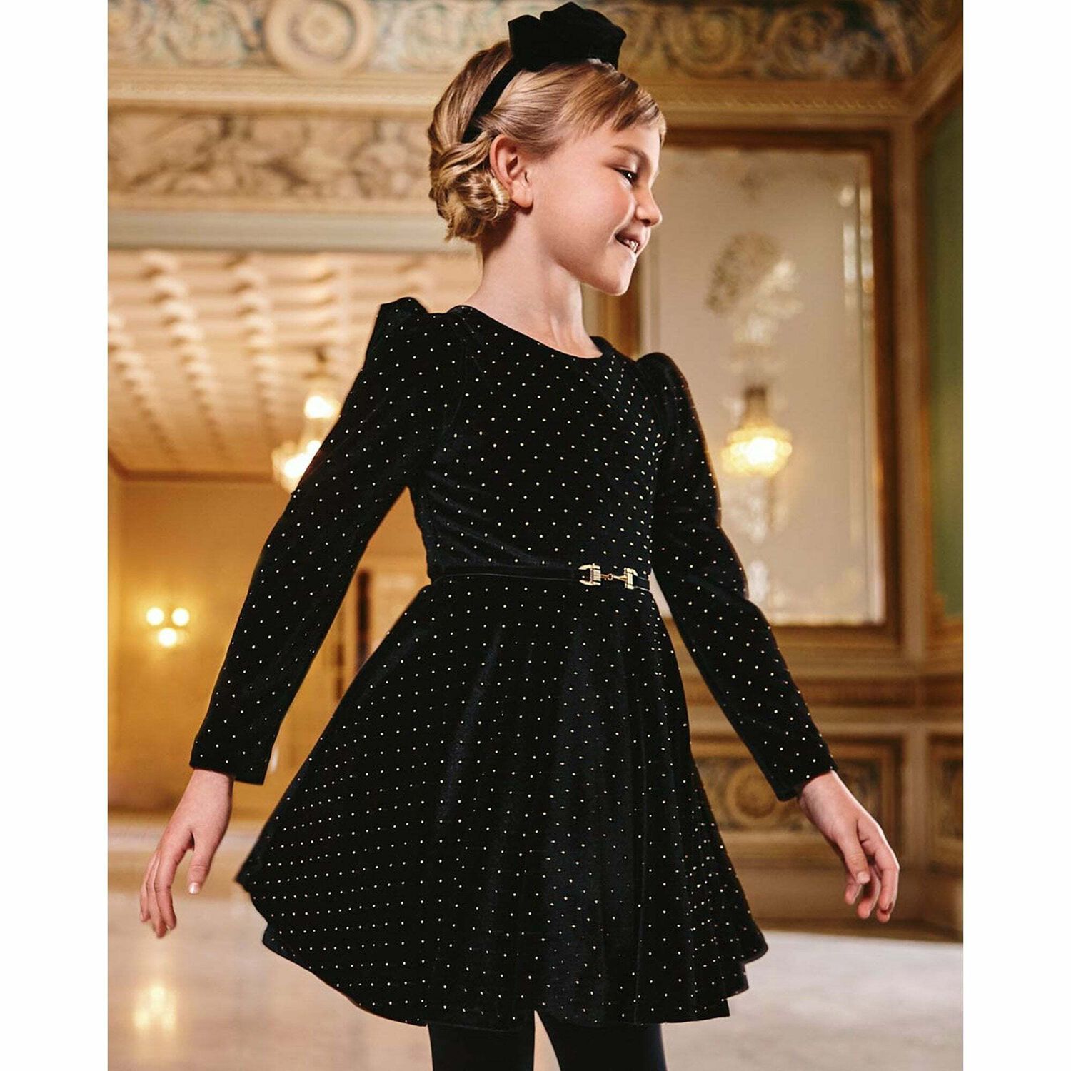 فستان مطرز باللون الاسود, 1, hi-res image number null