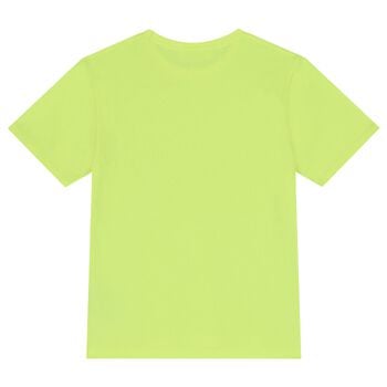 تيشيرت أولاد بالشعار باللون الأصفر نيون