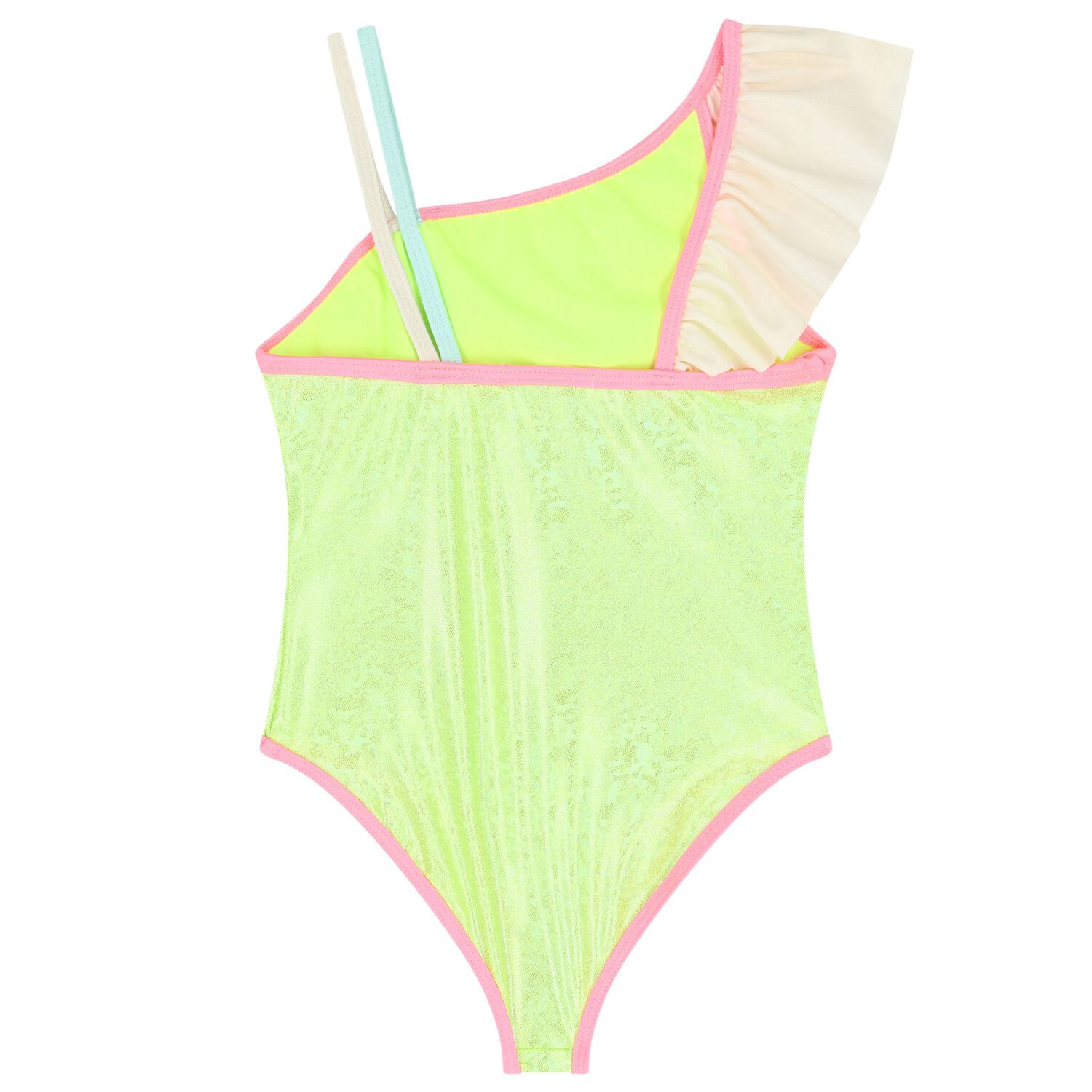 Girls Green Ruffled Swimsuit, 1, hi-res