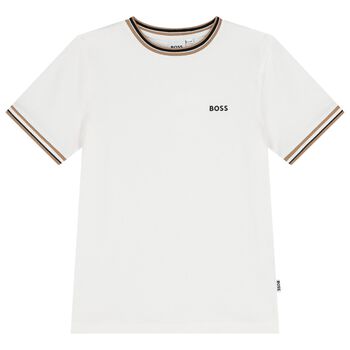 BOSS Boys White Logo T-Shirt, 2 Boys White Logo T-Shirt