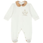Ivory & Beige Logo Babygrow, 1, hi-res