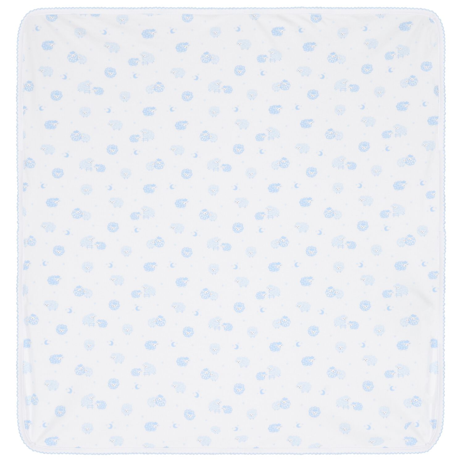 Baby Boys White & Blue Sheep Blanket, 1, hi-res