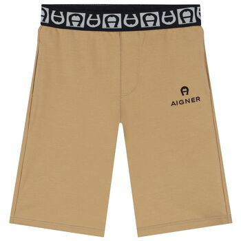 Boys Beige Logo Shorts