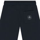 Boys Navy Blue Logo Shorts, 2, hi-res