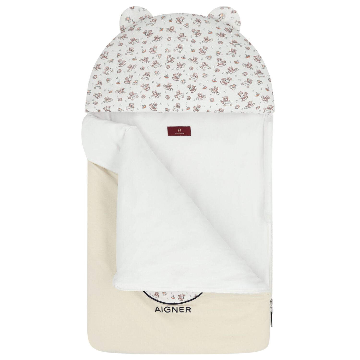 مدس بطبعة تيدى باللون الأبيض والبيج, 1, hi-res