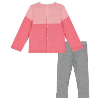 Younger Girls Pink & Grey Leggings Set