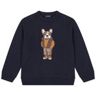 Boys Navy Blue Knitted Jumper, 1, hi-res