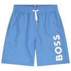 شورت سباحة أولاد بالشعار باللون الأزرق, 1, hi-res