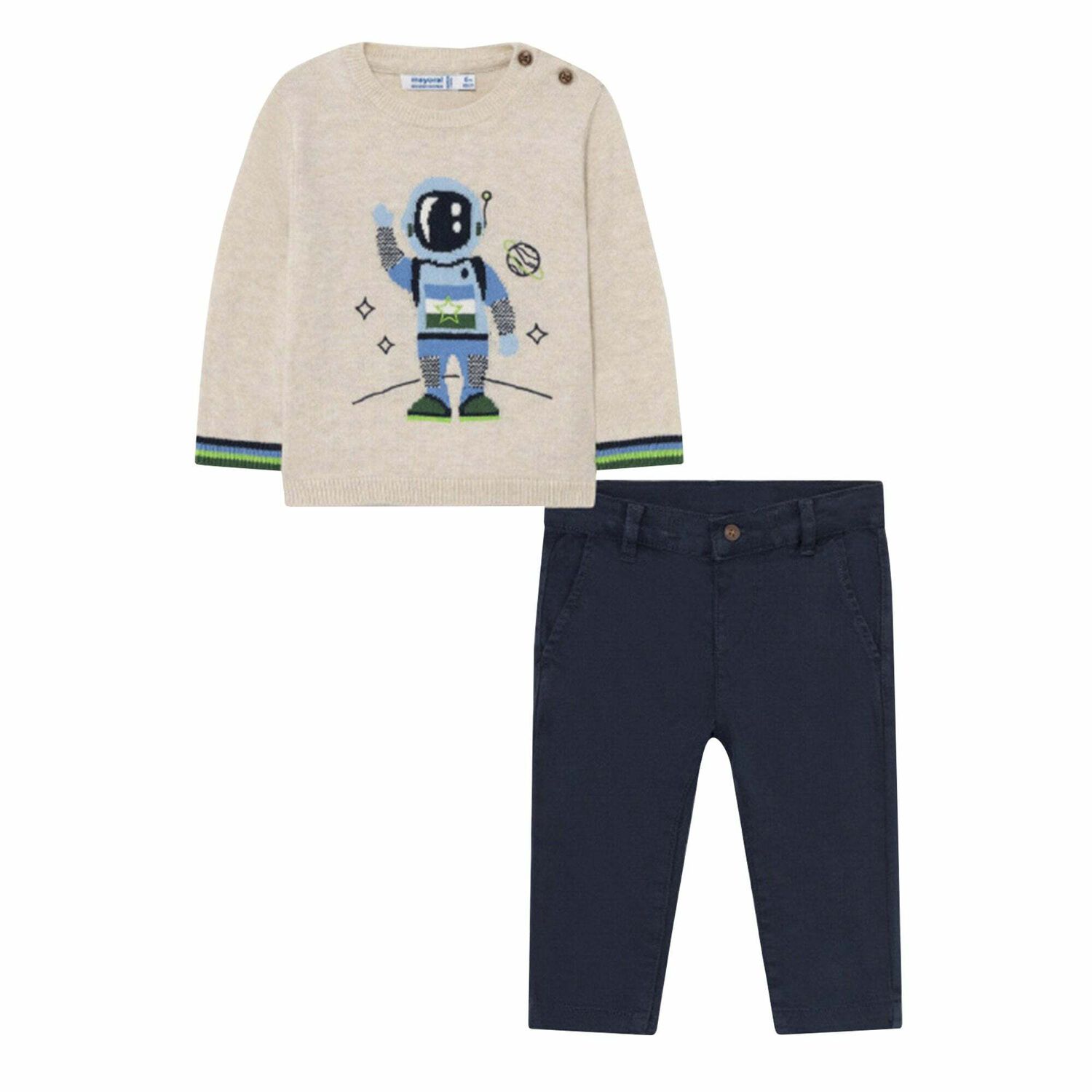 Younger Boys Navy Blue Robot Trouser Set, 1, hi-res image number null