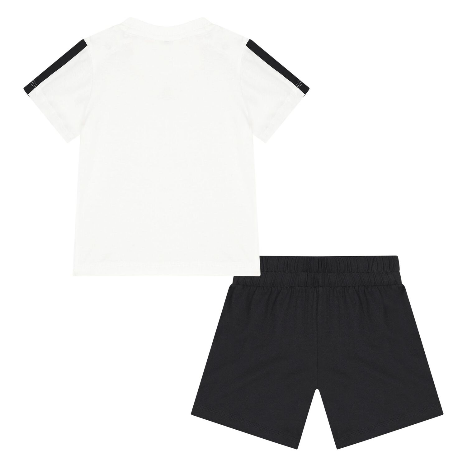 Younger Boys White & Black Logo Shorts Set, 1, hi-res